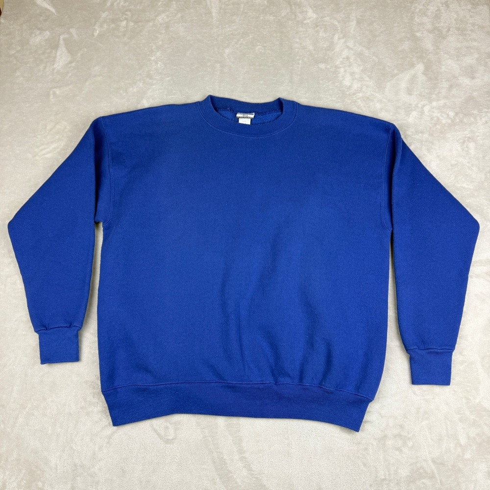 VTG Lee Sturdy Sweats Sweatshirt Men XXL Blue Blank Heavyweight Crewneck 90s USA